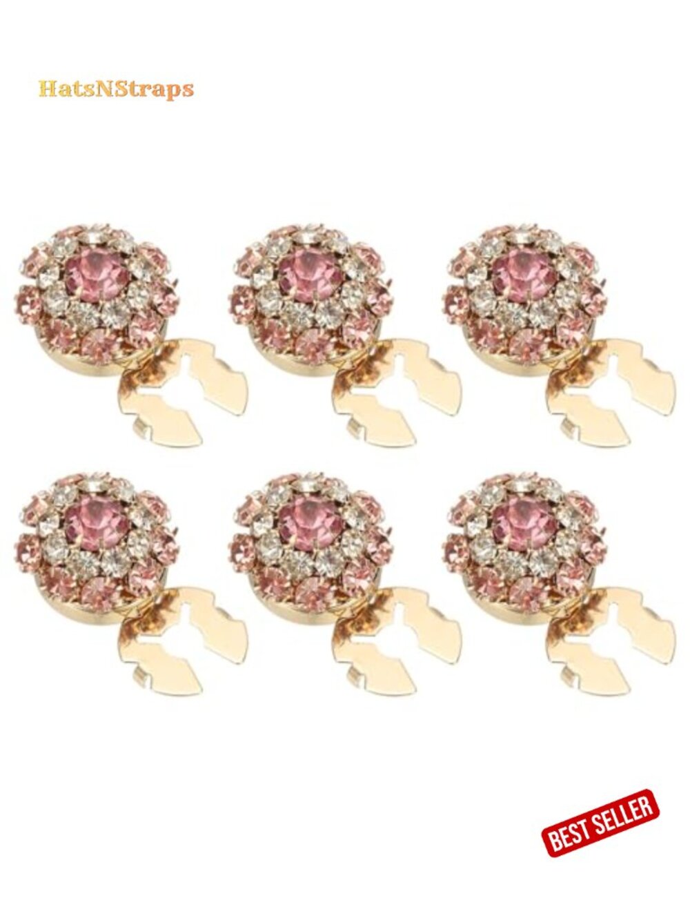 6-Piece Rhinestone Button Covers Clip-On Decorative Buttons for Clothing DIY